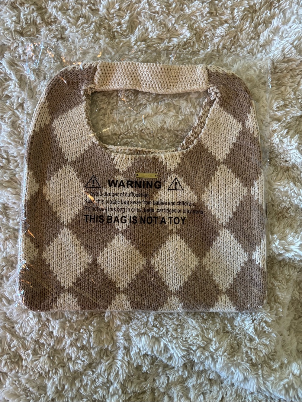 Kopari limited edition checkered knit tote bag